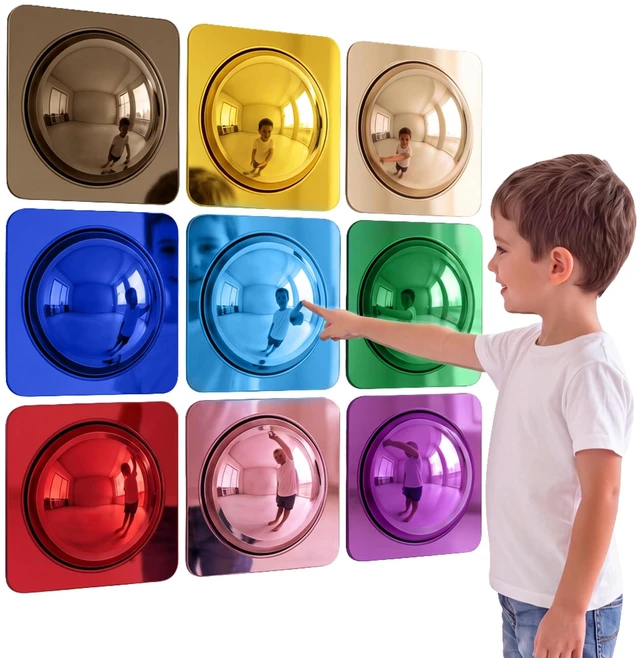 Main image of Special Supplies Sensory Bubble Wall Mirror - Multi Color Interactive 10" Acrylic Mirrors for Wall and Sensory Toys for Kids Classroom or Home - Room Decor -Visual, Tactile Stimulation - (Pack of 9)