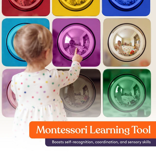 Alt view image 3 of 7 - Special Supplies Sensory Bubble Wall Mirror - Multi Color Interactive 10" Acrylic Mirrors for Wall and Sensory Toys for Kids Classroom or Home - Room Decor -Visual, Tactile Stimulation - (Pack of 9)