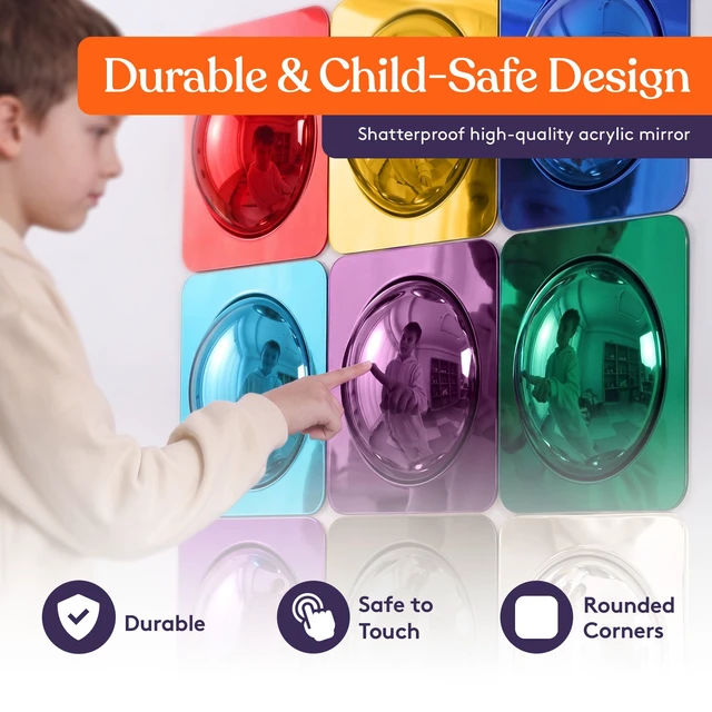 Alt view image 4 of 7 - Special Supplies Sensory Bubble Wall Mirror - Multi Color Interactive 10" Acrylic Mirrors for Wall and Sensory Toys for Kids Classroom or Home - Room Decor -Visual, Tactile Stimulation - (Pack of 9)