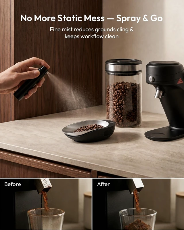 Alt view image 4 of 7 - Coffee Bean Scale Set with Tray and Spritzer, 500g/0.1g | 0.3g Low-Start Scale with Magnetic Removable Metal Tray, 8ml Fine-Mist Spritzer and USB-C Charging for Single-Dose Prep