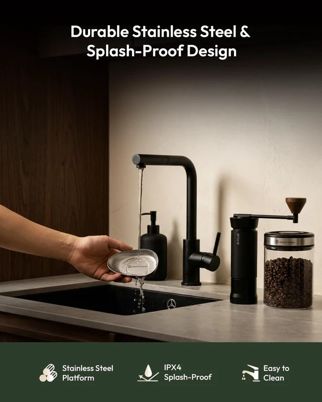 Alt view image 7 of 7 - Coffee Bean Scale Set with Tray and Spritzer, 500g/0.1g | 0.3g Low-Start Scale with Magnetic Removable Metal Tray, 8ml Fine-Mist Spritzer and USB-C Charging for Single-Dose Prep