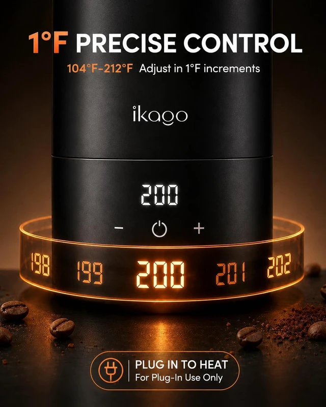 Alt view image 2 of 7 - Portable Electric Kettle 15oz, 1°F Precise Temp Control, UL Certified | 120V, 316 Stainless Steel, Anti-Scald Steam Tech, Auto Shut-off, Perfect for Travel, Hotel, Office, Mini Kettle Water Boiler