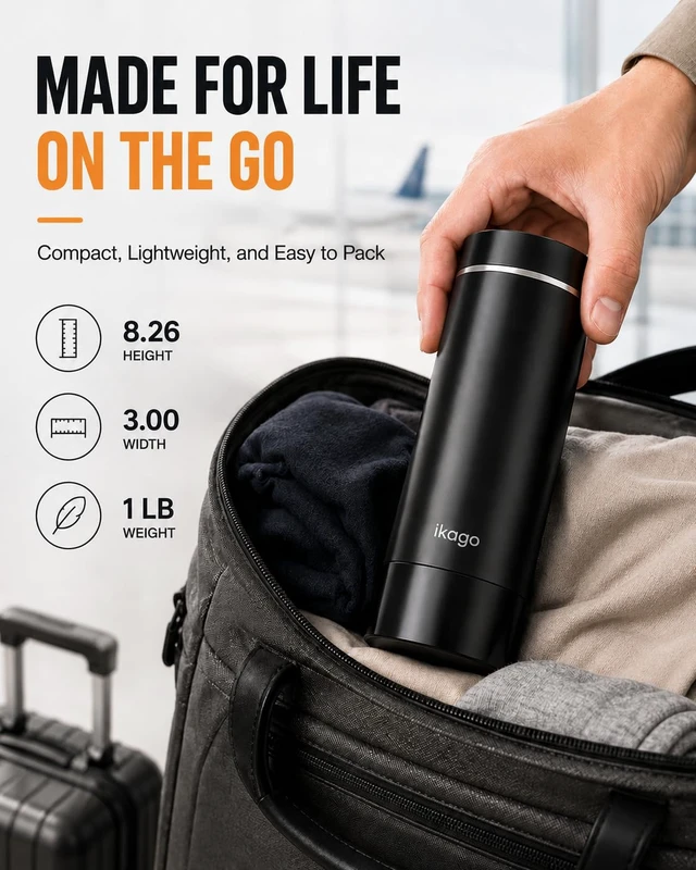 Alt view image 6 of 7 - Portable Electric Kettle 15oz, 1°F Precise Temp Control, UL Certified | 120V, 316 Stainless Steel, Anti-Scald Steam Tech, Auto Shut-off, Perfect for Travel, Hotel, Office, Mini Kettle Water Boiler