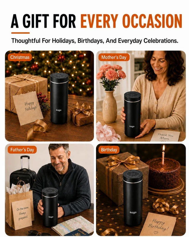 Alt view image 7 of 7 - Portable Electric Kettle 15oz, 1°F Precise Temp Control, UL Certified | 120V, 316 Stainless Steel, Anti-Scald Steam Tech, Auto Shut-off, Perfect for Travel, Hotel, Office, Mini Kettle Water Boiler
