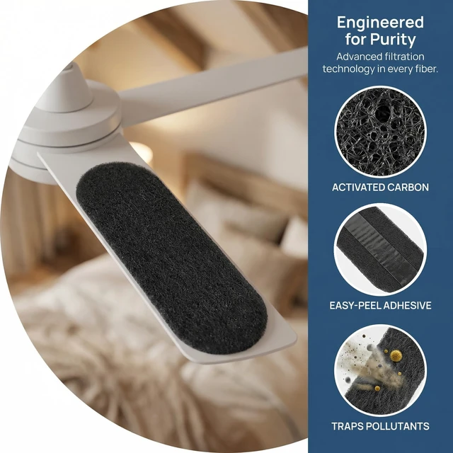 Alt view image 4 of 7 - 20 Pack Ceiling Fan Filters for Blades, Activated Carbon Fan Filter, Holds Dust/Pollen/Pet Dander, Universal Ceiling Air Filters-Improves Indoor Air Quality, Dust Catcher (20 Pcs)