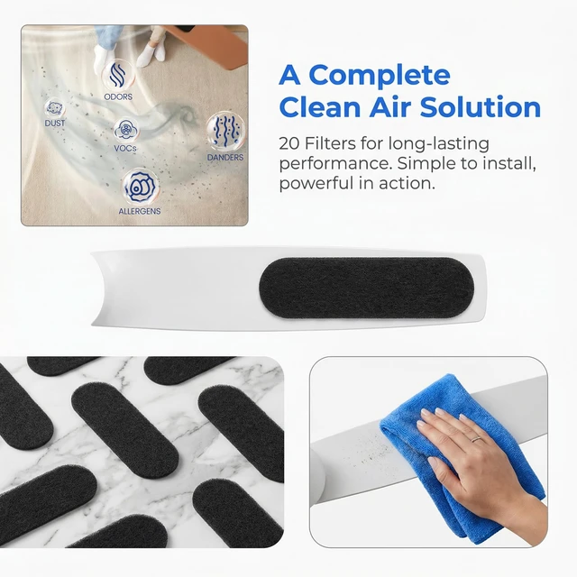 Alt view image 5 of 7 - 20 Pack Ceiling Fan Filters for Blades, Activated Carbon Fan Filter, Holds Dust/Pollen/Pet Dander, Universal Ceiling Air Filters-Improves Indoor Air Quality, Dust Catcher (20 Pcs)