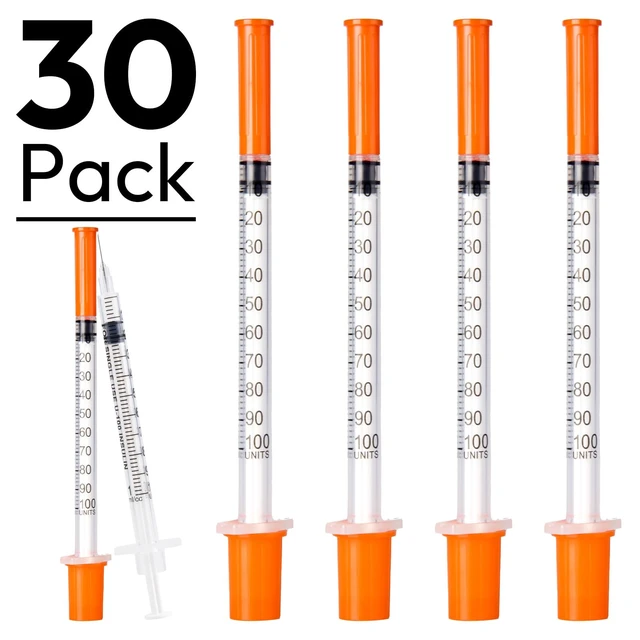 Alt view image 2 of 7 - Neeiotm U-100 1ml 31G 5/16" Syringes, Individually Wrapped, 30 Pack | for Lab Supplies