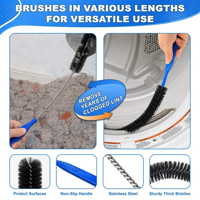 Alt view image 4 of 7 - 5Pack Dryer Vent Cleaner Kit Vacuum Hose Attachment Blue 31.5" | Cleaning Brushes for Refrigerator Coils, Condenser, Window Tracks, Toilets