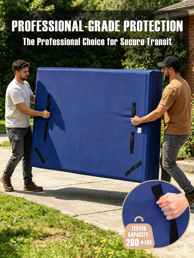 Alt view image 4 of 7 - Heavy Duty Mattress Moving Bag with Ergonomic Handles, Blue, Queen | Base Cradle Webbing and Ergonomic Stair Carry Handles with Waterproof Dustproof Seal for Secure Mattress Moving and Storage
