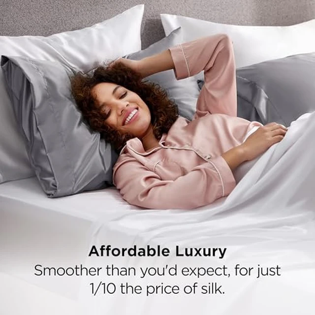Alt view image 4 of 7 - Satin Pillowcases, Similar to Silk Pillowcase 8 Pack,Cooling Pillow Case for Sleeping Women with Envelope Closure, Gifts for Women Men, Dark Grey, Queen Size, 20x30 Inches, 8pcs