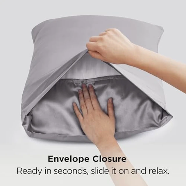 Alt view image 7 of 7 - Satin Pillowcases, Similar to Silk Pillowcase 8 Pack,Cooling Pillow Case for Sleeping Women with Envelope Closure, Gifts for Women Men, Dark Grey, Queen Size, 20x30 Inches, 8pcs