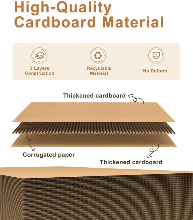 Alt view image 2 of 7 - 25 Pack Corrugated Cardboard Sheets, 8.5in x 11in | Thick Single Wall Flat Cardboard Paper Inserts for Shipping Mailing Packing DIY Craf
