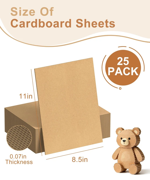 Alt view image 7 of 7 - 25 Pack Corrugated Cardboard Sheets, 8.5in x 11in | Thick Single Wall Flat Cardboard Paper Inserts for Shipping Mailing Packing DIY Craf