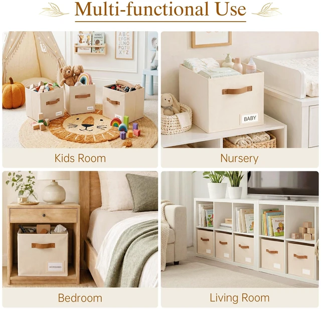 Alt view image 7 of 7 - Storage Cubes 8 Pack, 11 Inch Fabric Storage Cubes Organizer Bins with Labels, Odor-Free & Sturdy PP Structure, Cubby Baskets for Closet, Shelves, Toys & Nursery (Beige)
