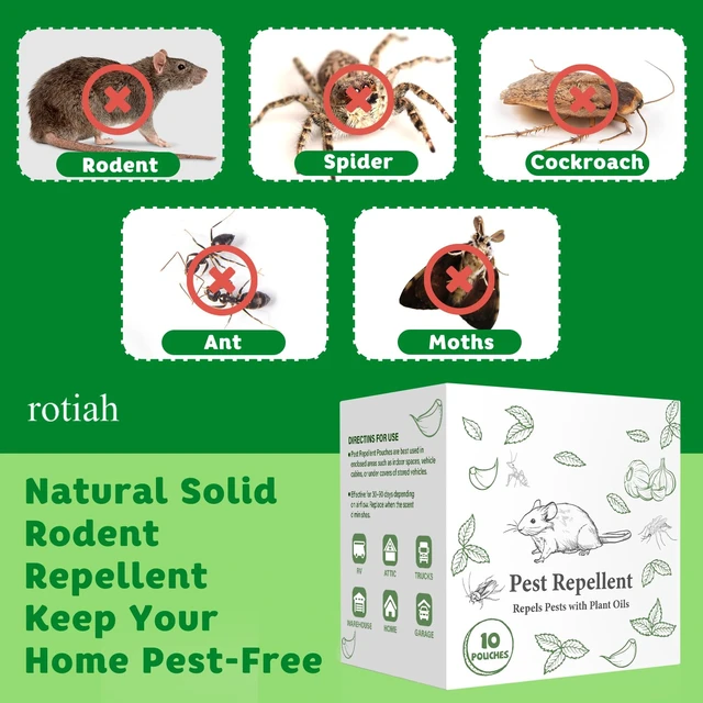 Alt view image 3 of 7 - Pest Rodent Repellent Pouches, Peppermint Oil for Mouse, Roach, Ant, Spider, Squirrel, Mice, Rats, Pest Control Indoor Outdoor, Natural Mouse Deterrent Replace Traps Poison Family Pet Safe,10 Pack