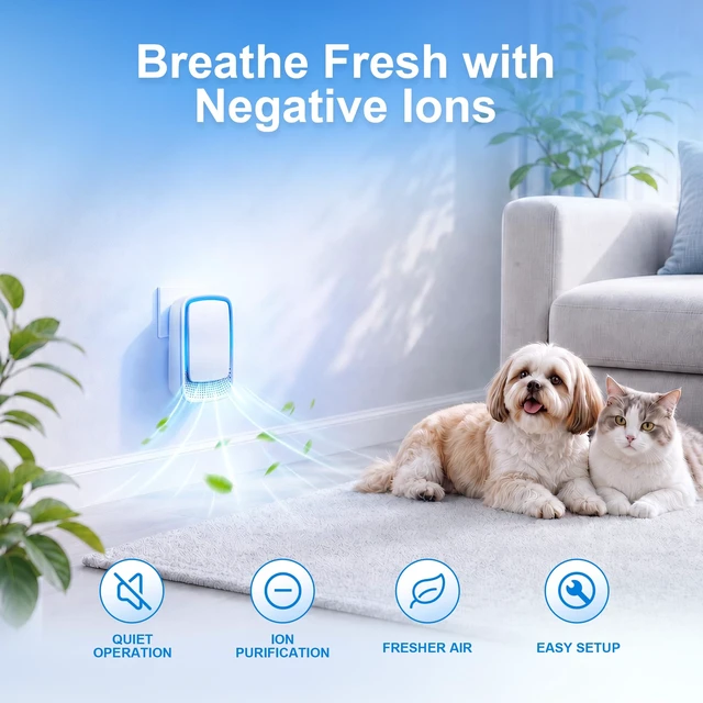 Alt view image 3 of 7 - Plug In Air Ionizers 4 Pack - Small Air Purifiers for Home, Bedroom, Travel | Office, Garage, Pets, Living Room - Quiet Negative Ion Air Purifier - Air Freshener Odor, Pet Smell - Air Cleaner White