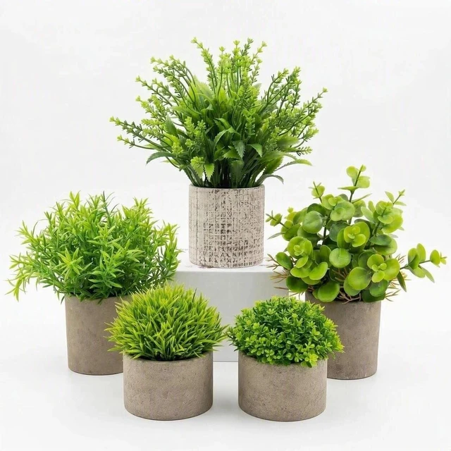 Main image of Small Artificial Potted Plants for Desk Decor, Mini Fake Plants for Bathroom, Office Desk Decor, Shelf Home Decor, Realistic Faux Greenery Indoor