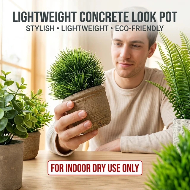 Alt view image 5 of 7 - Small Artificial Potted Plants for Desk Decor, Mini Fake Plants for Bathroom, Office Desk Decor, Shelf Home Decor, Realistic Faux Greenery Indoor