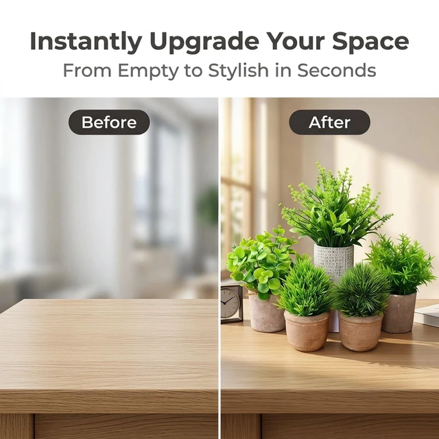 Alt view image 6 of 7 - Small Artificial Potted Plants for Desk Decor, Mini Fake Plants for Bathroom, Office Desk Decor, Shelf Home Decor, Realistic Faux Greenery Indoor