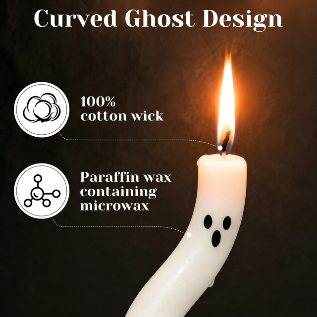 Alt view image 5 of 6 - Halloween Decorations indoor-3Pcs Twisting Ghost Candles Decor with Candle Holders,Ribbons,Vintage Candlestick Holders Decoration,Halloween centerpieces for Party Table Fireplace Decorations