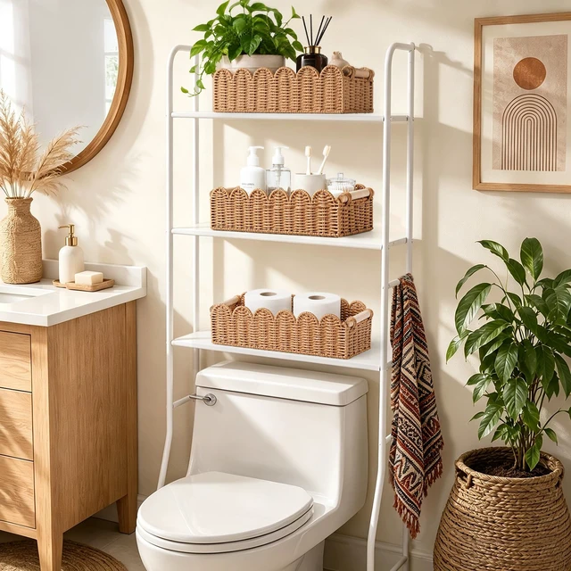 Alt view image 4 of 7 - Bathroom DecorHome Decor,Bathroom OrganizerRoom Decor,Toilet Paper Holder | Wicker Basket,Bathroom Storage,Bathroom Accessories,Bathroom Wall Decor,Bathroom Essentials,House Decor,Boho Farmhouse Decor