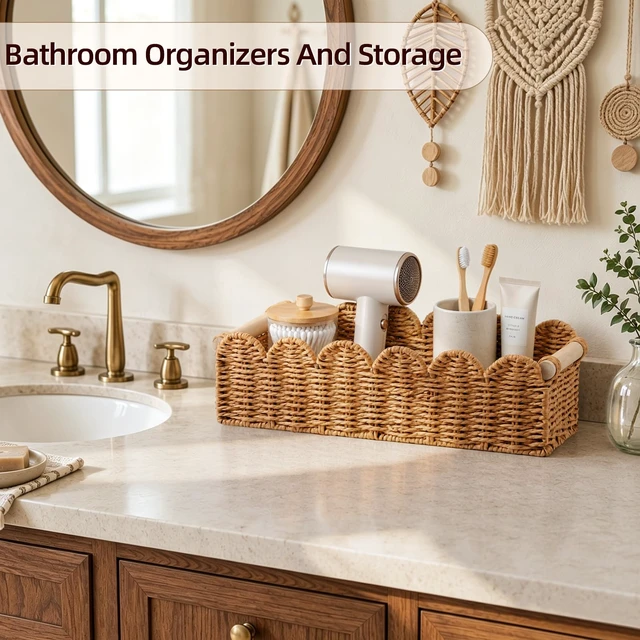 Alt view image 5 of 7 - Bathroom DecorHome Decor,Bathroom OrganizerRoom Decor,Toilet Paper Holder | Wicker Basket,Bathroom Storage,Bathroom Accessories,Bathroom Wall Decor,Bathroom Essentials,House Decor,Boho Farmhouse Decor