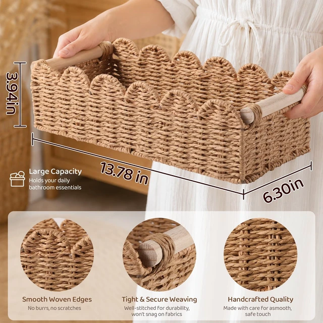 Alt view image 7 of 7 - Bathroom DecorHome Decor,Bathroom OrganizerRoom Decor,Toilet Paper Holder | Wicker Basket,Bathroom Storage,Bathroom Accessories,Bathroom Wall Decor,Bathroom Essentials,House Decor,Boho Farmhouse Decor