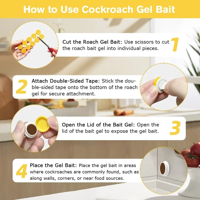 Alt view image 4 of 6 - 80 Pack Extra Strength Roach Killer Indoor Infestation Control, Slow-Acting Roach Gel Bait to Kill Most Cockroaches, Effective Cockroach Killer Indoor Home Use, Ready to Use Roach Bait Gel Repellent