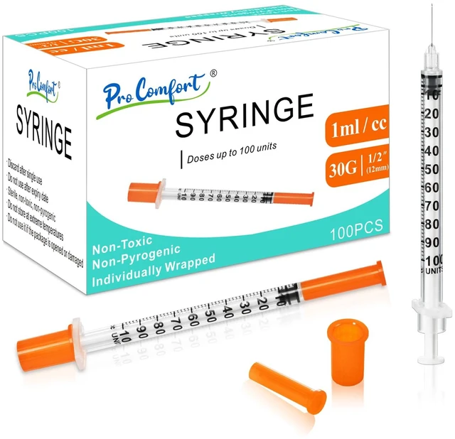 Main image of 1ml/cc Disposable Syringes 30G 1/2" (12mm) Individually Wrapped 100 Pack Lab Supplies Dispensing Scientific Supplies(100PACK 1CC 30G 1/2")