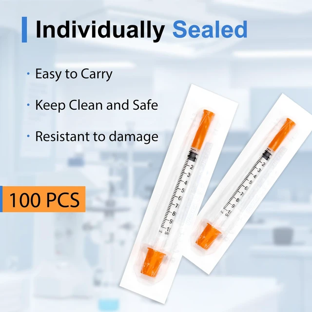 Alt view image 5 of 6 - 1ml/cc Disposable Syringes 30G 1/2" (12mm) Individually Wrapped 100 Pack Lab Supplies Dispensing Scientific Supplies(100PACK 1CC 30G 1/2")
