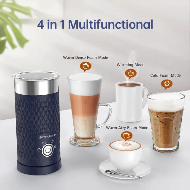 Alt view image 3 of 6 - Milk Frother, 4-in-1 Electric Automatic Milk Steamer, Navy | Warm and Cold Foam Maker and Milk Warmer for Latte, Macchiato, Cappuccino, Hot Chocolate