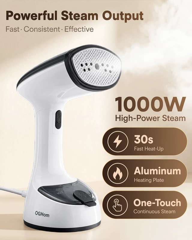 Alt view image 2 of 7 - Handheld Clothes Steamer, 1000W Foldable Garment Steamer for Travel | 30s Fast Heat-Up, 180ml Tank, Aluminum Heating Plate, Smart Safety Protection, Black(120V US Version)