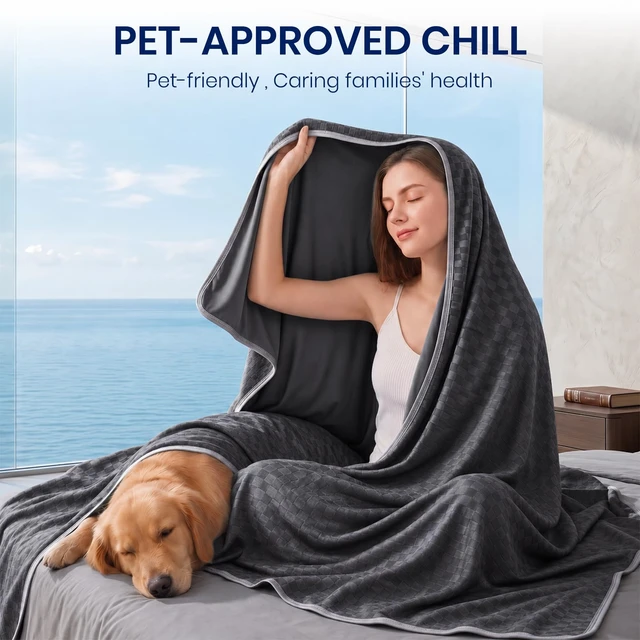Alt view image 3 of 7 - Cooling Blanket 90"x90" for Hot Sleepers Summer Cold Blanket | Absorbs Heat to Keeps Cool for Night Sweats Q-Max >0.45 Soft Lightweight Breathable Queen Size Sofa Blanket for Menopausal