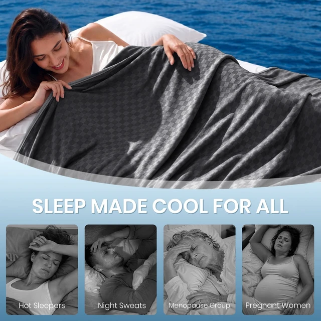Alt view image 4 of 7 - Cooling Blanket 90"x90" for Hot Sleepers Summer Cold Blanket | Absorbs Heat to Keeps Cool for Night Sweats Q-Max >0.45 Soft Lightweight Breathable Queen Size Sofa Blanket for Menopausal