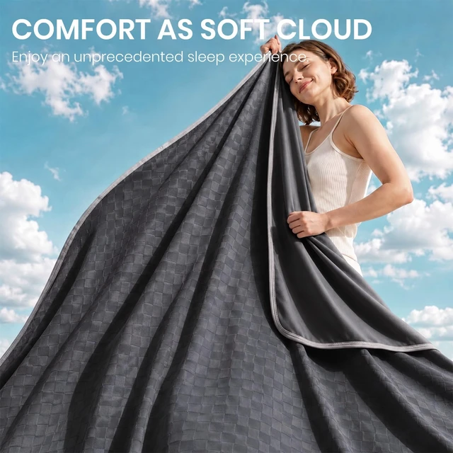 Alt view image 6 of 7 - Cooling Blanket 90"x90" for Hot Sleepers Summer Cold Blanket | Absorbs Heat to Keeps Cool for Night Sweats Q-Max >0.45 Soft Lightweight Breathable Queen Size Sofa Blanket for Menopausal