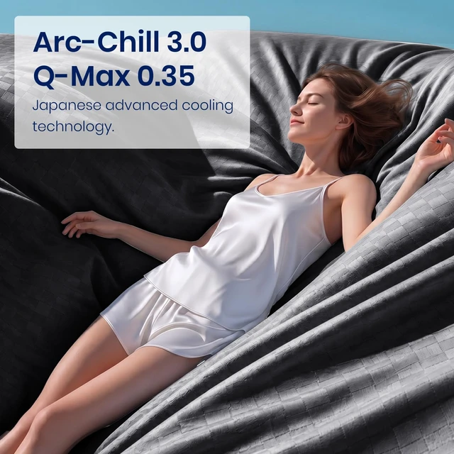Alt view image 7 of 7 - Cooling Blanket 90"x90" for Hot Sleepers Summer Cold Blanket | Absorbs Heat to Keeps Cool for Night Sweats Q-Max >0.45 Soft Lightweight Breathable Queen Size Sofa Blanket for Menopausal
