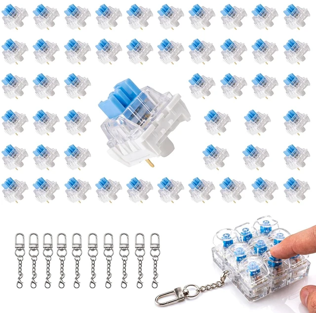 Main image of 50PCS Keyboard Clickers for 3D Prints, Clicky Mechanical Keyboard Switches | Crisp Clicks&Strong Tactile Feedback, Perfect for Typing Keyboard and 3D Printed Fidgets, Extra 10 Key Rings for DIY