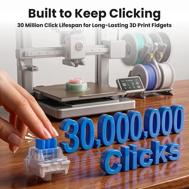 Alt view image 3 of 7 - 50PCS Keyboard Clickers for 3D Prints, Clicky Mechanical Keyboard Switches | Crisp Clicks&Strong Tactile Feedback, Perfect for Typing Keyboard and 3D Printed Fidgets, Extra 10 Key Rings for DIY