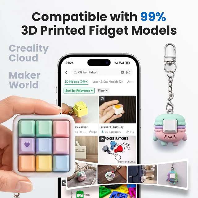 Alt view image 4 of 7 - 50PCS Keyboard Clickers for 3D Prints, Clicky Mechanical Keyboard Switches | Crisp Clicks&Strong Tactile Feedback, Perfect for Typing Keyboard and 3D Printed Fidgets, Extra 10 Key Rings for DIY