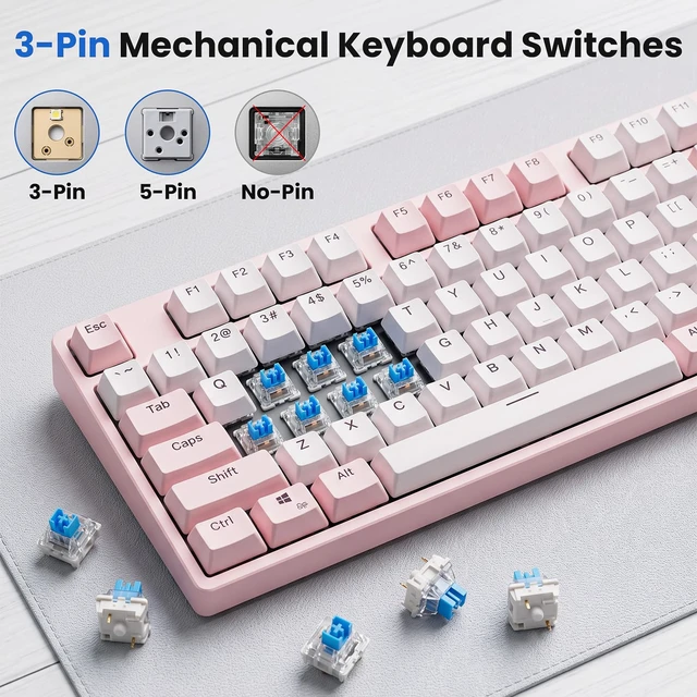 Alt view image 5 of 7 - 75PCS Clickers for 3D Prints,3-Pin Mechanical Keyboard Switches Replacement | Crisp Clicks & Strong Tactile Bump, Perfect for Gaming Keyboard and 3D Printed Fidgets, Extra 15 Key Rings for DIY