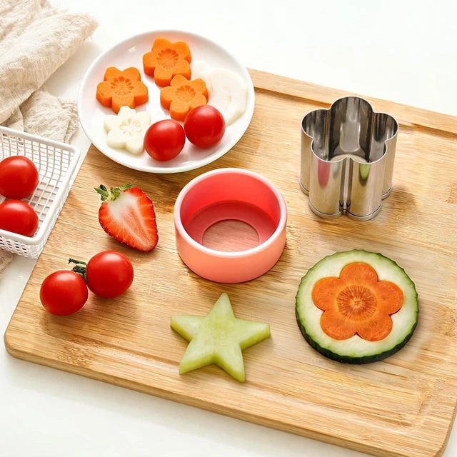 Alt view image 3 of 5 - Mini Fruit Vegetable Cookie Cutters Shapes Set - 9Pcs 1.5 inch | Stainless Steel, Detachable PP Covers, Safe for Kids, Dishwasher Safe, Can Cut Cheese, Sandwich, Fondant, Dough, Craft Clay