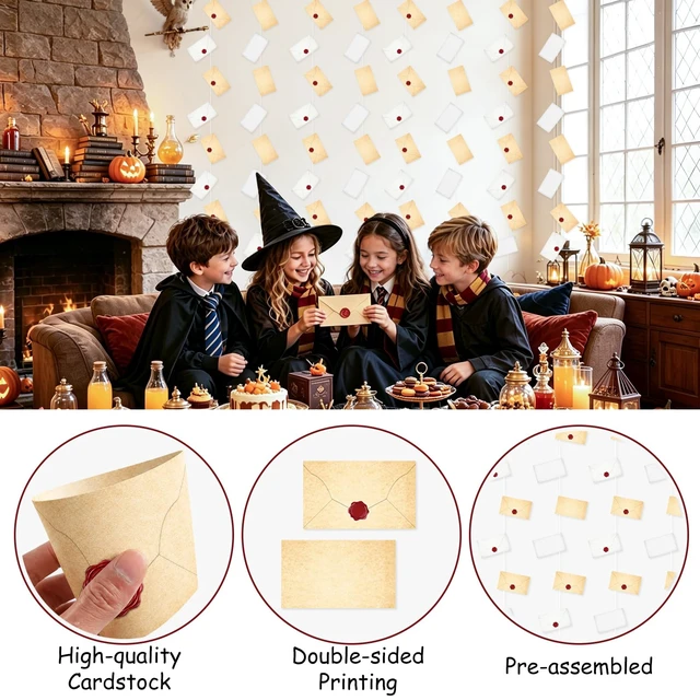Alt view image 3 of 7 - 8Pack Magic Wizard Floating Acceptance Letter Decoration 64 Letter Cards Pre-Assembled Hanging Envelope Banner for Christmas Halloween Home Decor Office Classroom Birthday Party Supplies