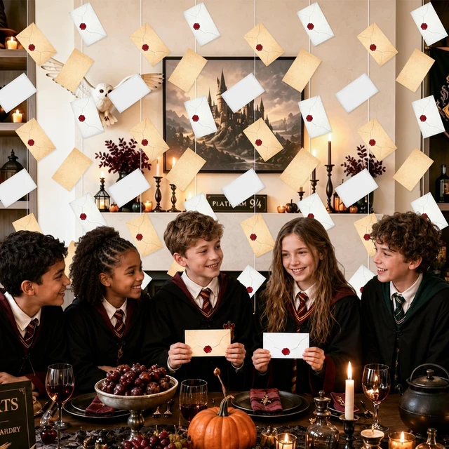 Alt view image 6 of 7 - 8Pack Magic Wizard Floating Acceptance Letter Decoration 64 Letter Cards Pre-Assembled Hanging Envelope Banner for Christmas Halloween Home Decor Office Classroom Birthday Party Supplies