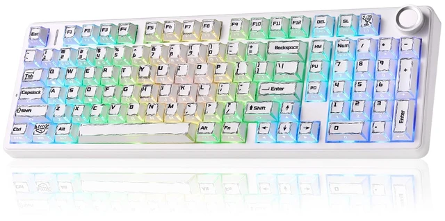 Main image of X Aula Wireless Mechanical Keyboard 8000mAh Creamy Gaming Keyboards | Luminous Letters,Multifunction Metal Knob,Hot Swappable Custom,RGB Backlit,Tri-Mode BT/USB-C/2.4GHz,PBT Keycaps,Full Size