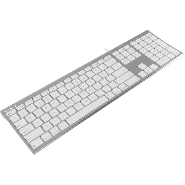 Alt view image 4 of 7 - Ultra Slim USB Wired Computer Keyboard - Compatible Apple Keyboard or Windows - Full Size with 20 Mac Keyboard Keys -with Numeric Keypad - Silver Aluminum Finish