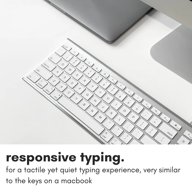 Alt view image 7 of 7 - Ultra Slim USB Wired Computer Keyboard - Compatible Apple Keyboard or Windows - Full Size with 20 Mac Keyboard Keys -with Numeric Keypad - Silver Aluminum Finish