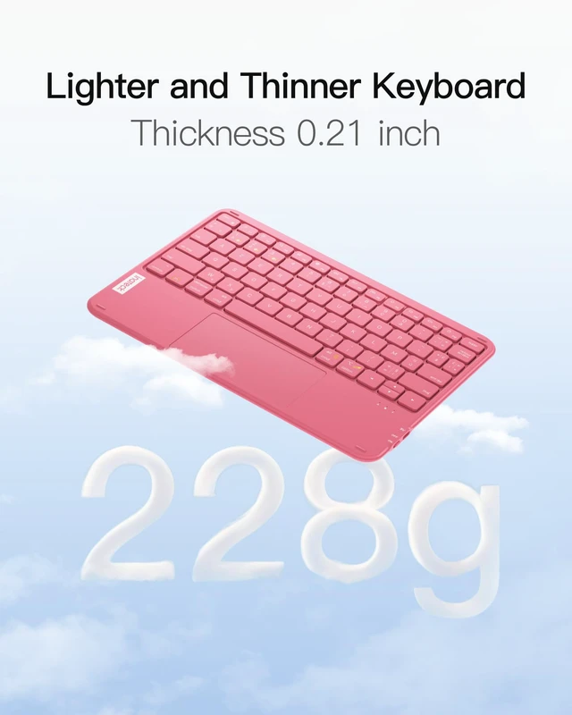 Alt view image 3 of 7 - Ultra-Slim Tablet Keyboard, Trackpad, 228g, Bluetooth 5.5 | For iPad/Tablet/Windows/Laptop/PC, Stable Connection, Ultralight 228g,Portable Wireless QWERTY Keyboard, Red