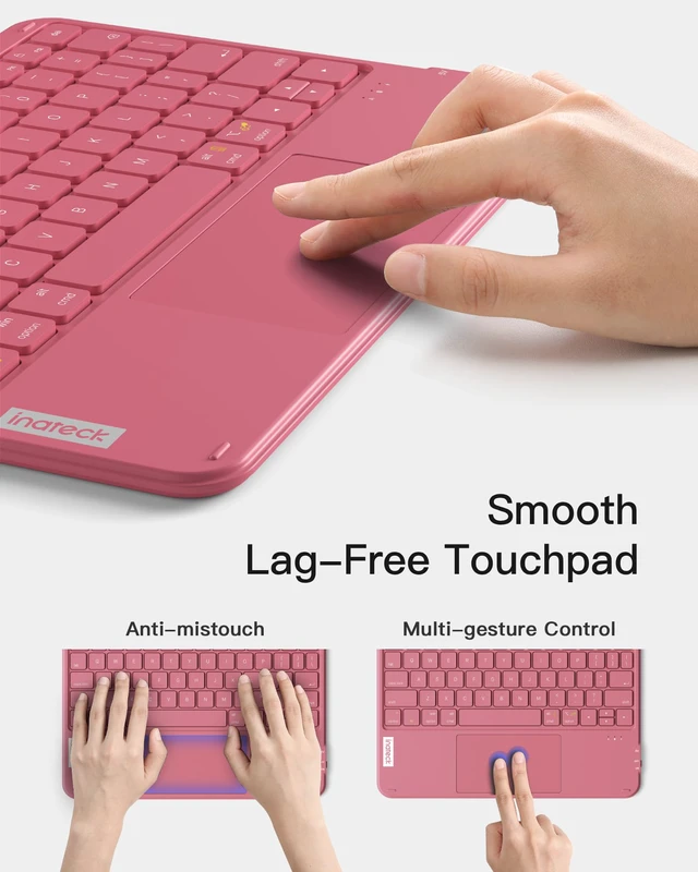 Alt view image 4 of 7 - Ultra-Slim Tablet Keyboard, Trackpad, 228g, Bluetooth 5.5 | For iPad/Tablet/Windows/Laptop/PC, Stable Connection, Ultralight 228g,Portable Wireless QWERTY Keyboard, Red