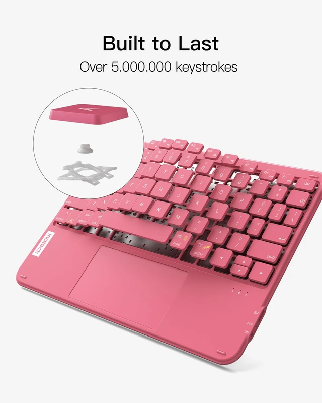 Alt view image 6 of 7 - Ultra-Slim Tablet Keyboard, Trackpad, 228g, Bluetooth 5.5 | For iPad/Tablet/Windows/Laptop/PC, Stable Connection, Ultralight 228g,Portable Wireless QWERTY Keyboard, Red