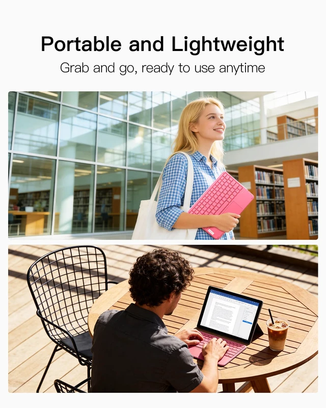 Alt view image 7 of 7 - Ultra-Slim Tablet Keyboard, Trackpad, 228g, Bluetooth 5.5 | For iPad/Tablet/Windows/Laptop/PC, Stable Connection, Ultralight 228g,Portable Wireless QWERTY Keyboard, Red